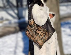 Lola Asymmetrical large Brown Leather shoulder bag by Lavazzon