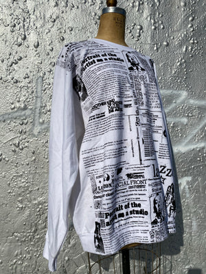 Lavazzon Oversize  newsprint sweatshirt. Portrait of an Artist