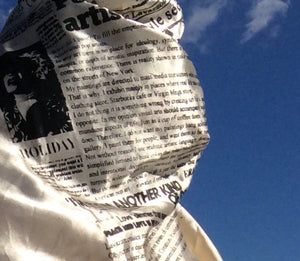 Large Square newsprint scarf