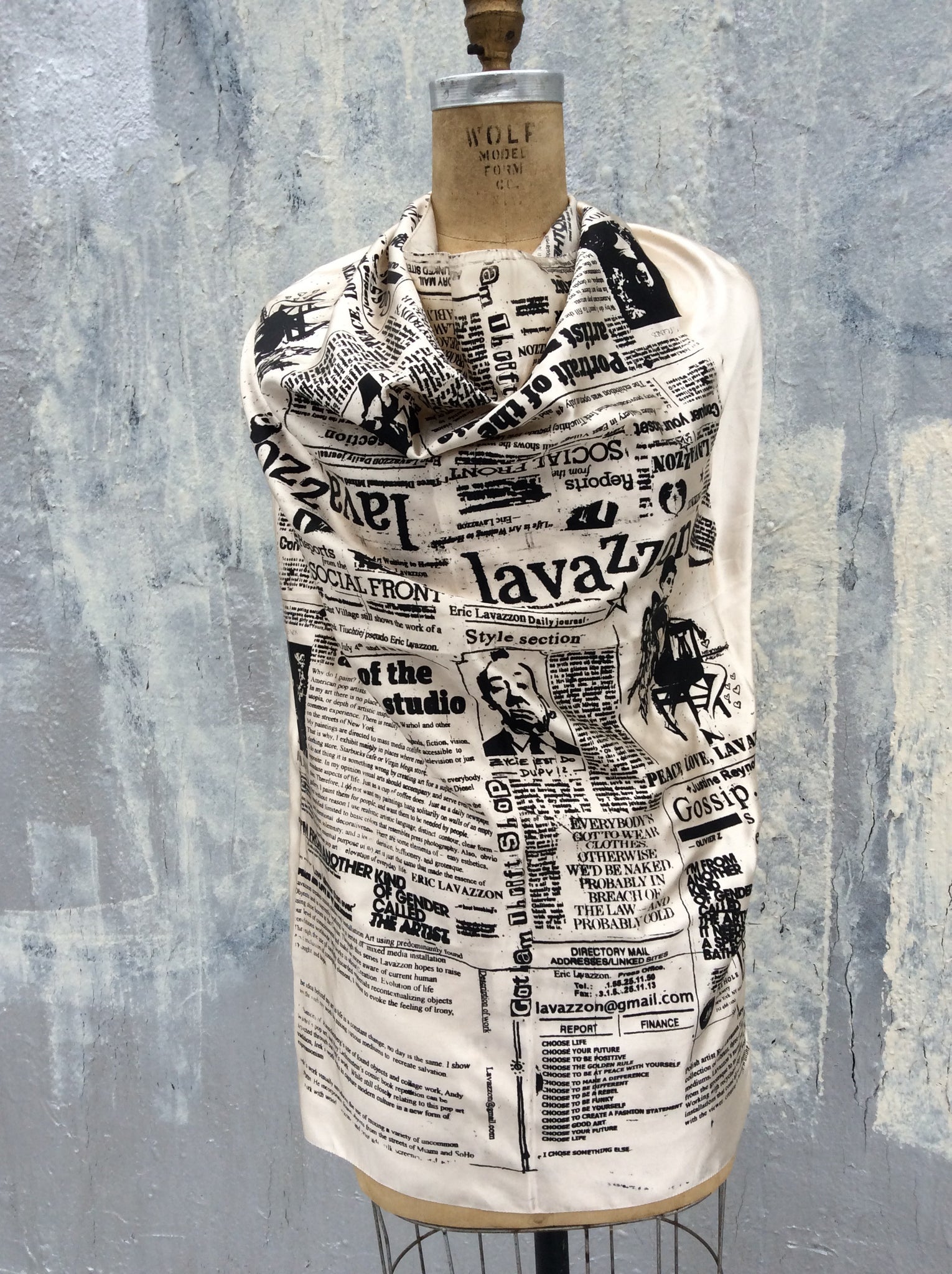 Large Square newsprint scarf