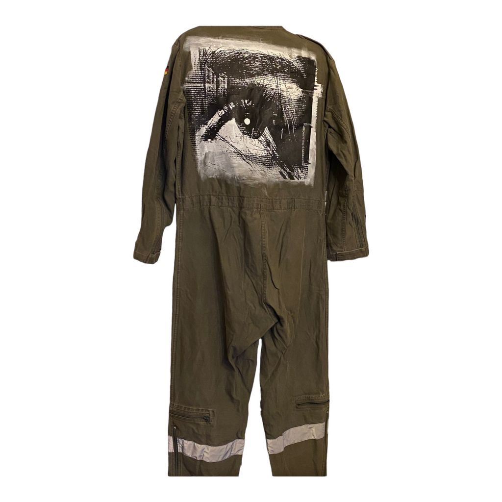 Vintage flight suit with eye painting . Military Jumper