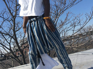 Joshua  stripe pants low crotch unisex cotton indigo palazzo pants