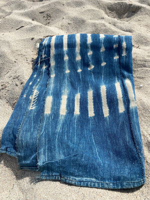 Vintage Indigo mud cloth textiles, scarf, beach blanket ,tapestry