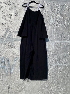 Loose wide leg black onesie coveralls one piece Jumpsuit.